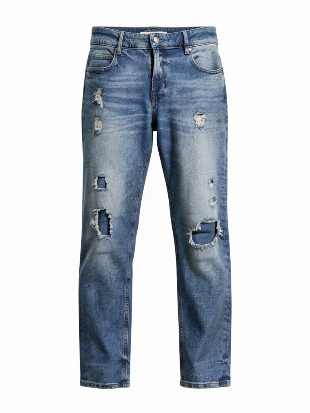 Guess Destroyed Patched Skimny Jeans in Acid Wash Light Blue Denim